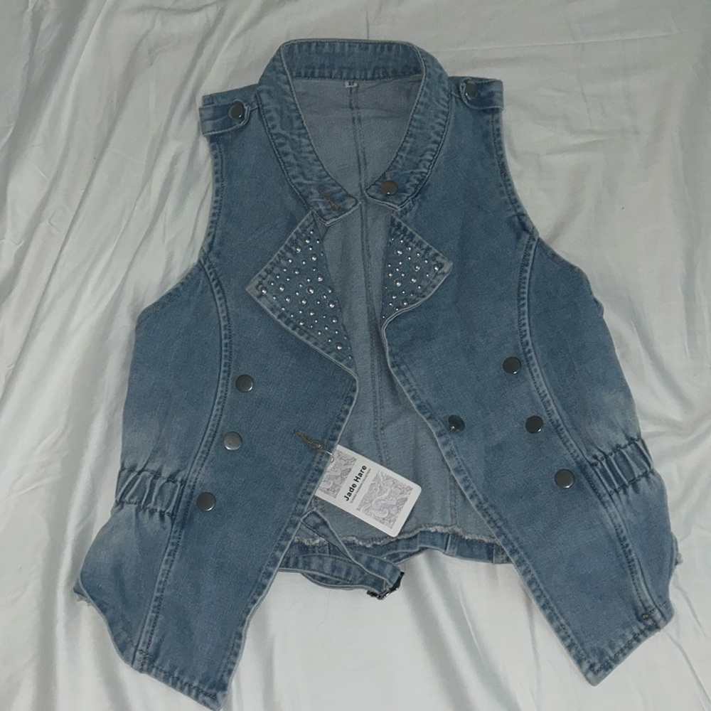 Jade Hare Rhinestone Denim Vest